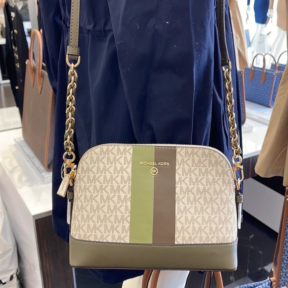 MICHAEL KORS Jet Set Charm Crossbody bag canvas Light Sage /Olive - Picture 11 of 16